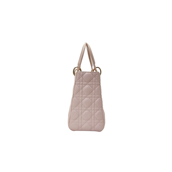 Christian Dior Lady Dior Medium Leather Ghw (Light Pink)