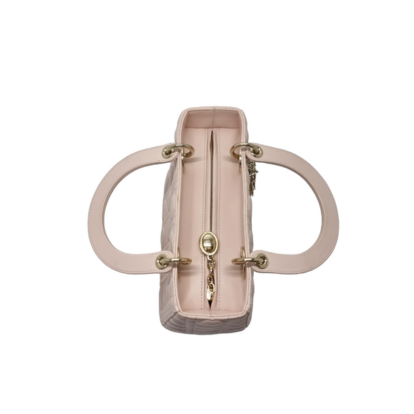 Christian Dior Lady Dior Medium Leather Ghw (Light Pink)