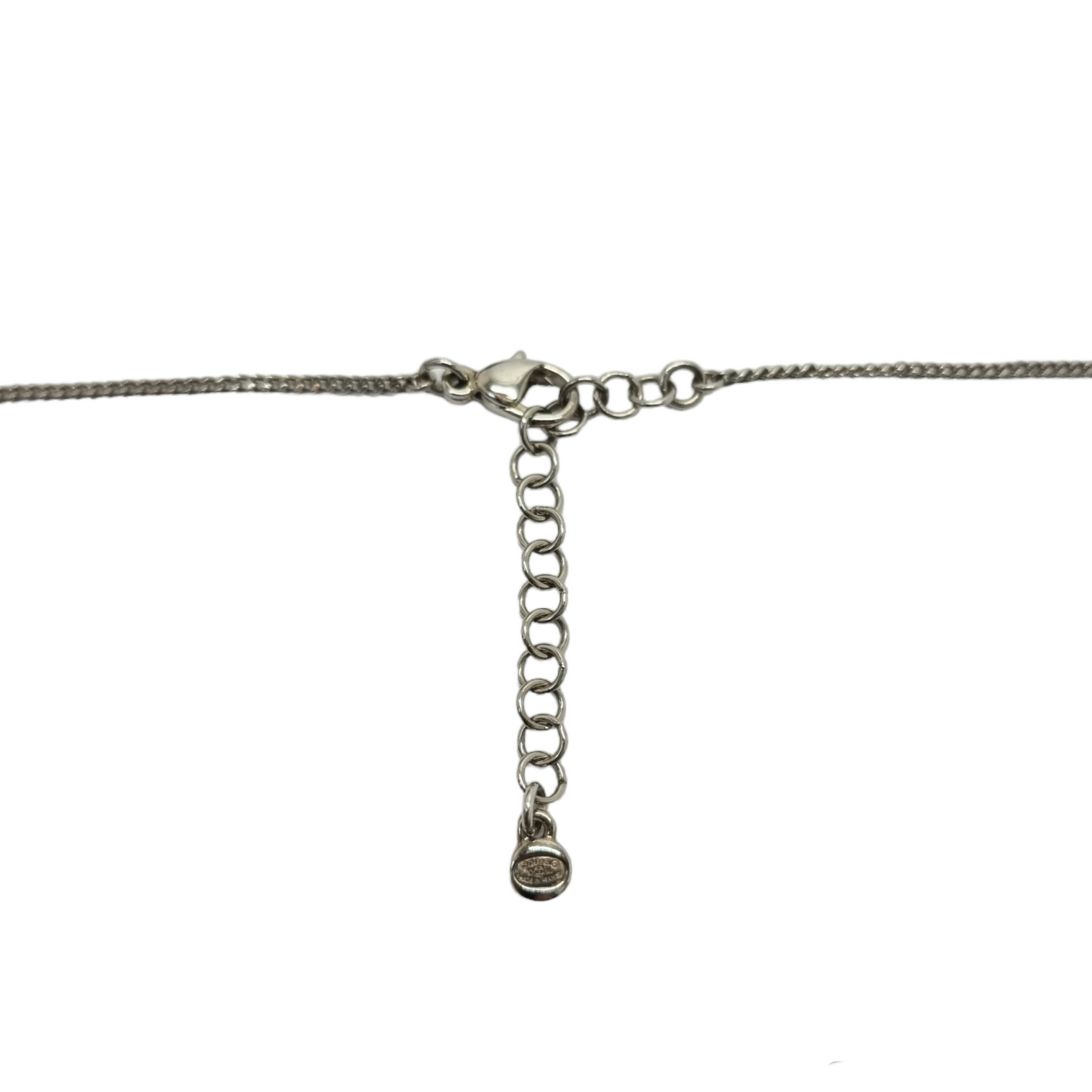 Chanel Necklace CC Logo Argyle Crystal Studs Silver