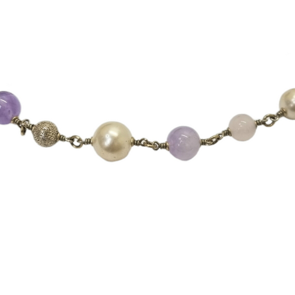 Chanel Necklace Beaded CC Star Choker (Pink/Purple)