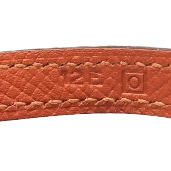 Hermes Chamonix Pousse Bracelet Calfskin Leather Palladium Hw (Orange)