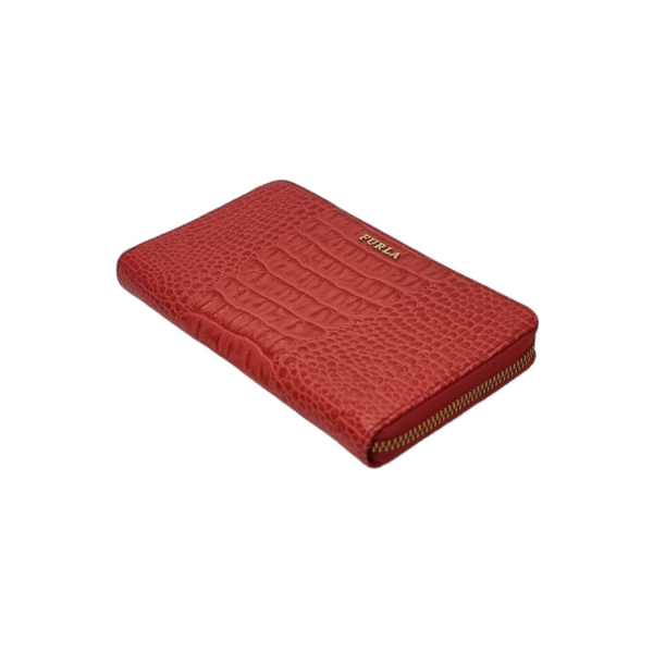 Furla Wallet Zippy Long Big Embossed Croc Leather Ghw (Red)