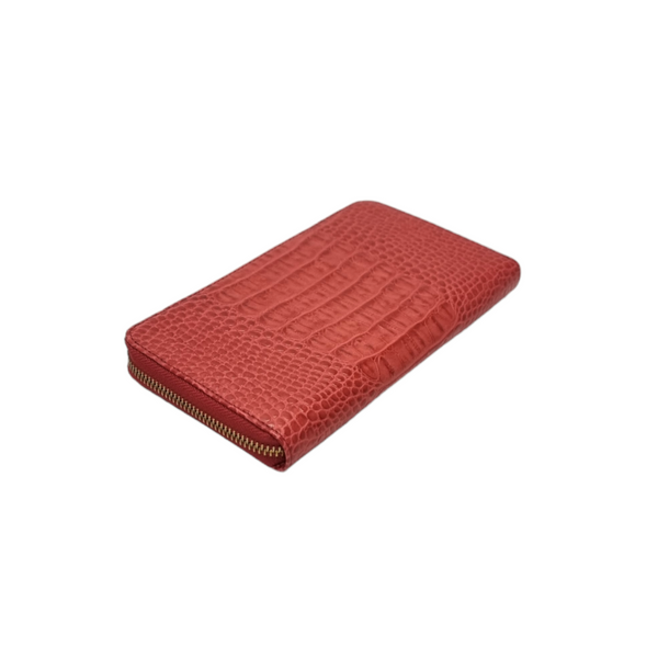 Furla Wallet Zippy Long Big Embossed Croc Leather Ghw (Red)