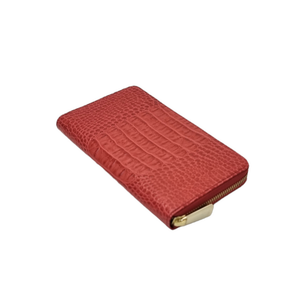 Furla Wallet Zippy Long Big Embossed Croc Leather Ghw (Red)