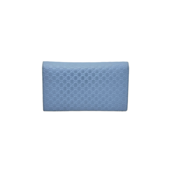 Gucci GG Microguccissima Leather Wallet On Strap Ghw (Light Blue)