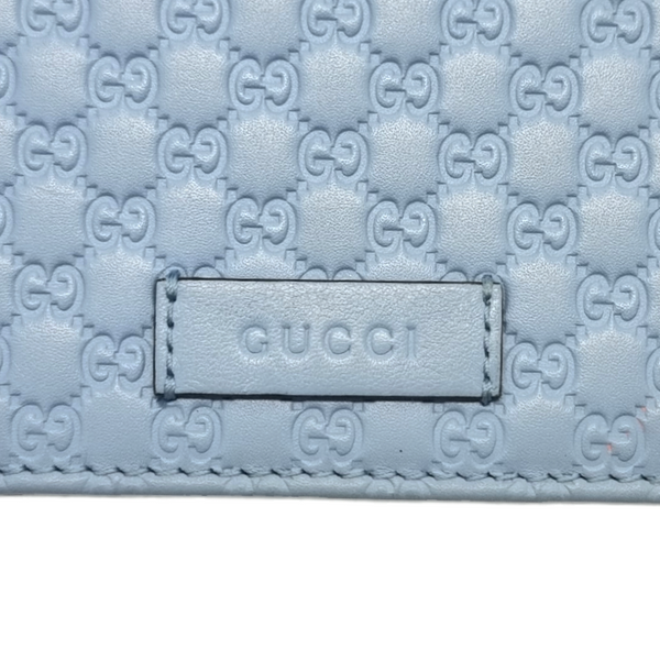 Gucci GG Microguccissima Leather Wallet On Strap Ghw (Light Blue)