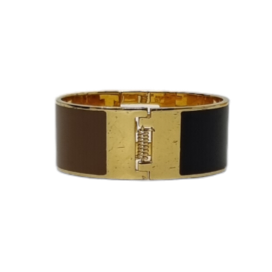 Fendi Enamel Fendista Cuff Bracelet Ghw (Brown/Black)