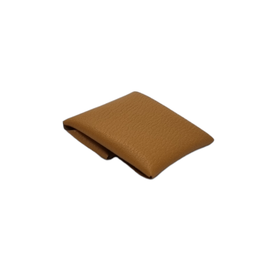 Hermes Bastia Change Purse Chevre Leather Palladium Hw (Caramel)