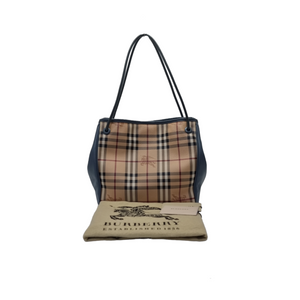 Burberry Haymarket Check Canterbury Canvas Shoulder Bag Ghw (Grey)