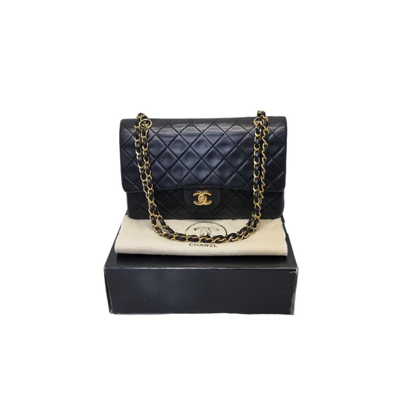 Chanel Vintage Classic Double Flap Meduim Lambskin Ghw (Black)