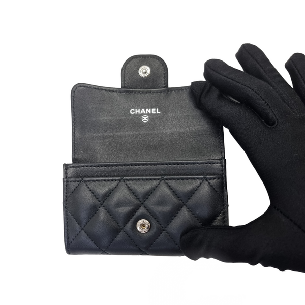 Chanel Classic Card Holder Lambskin Shw (Black)