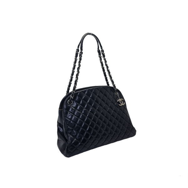 Chanel Just Mademoiselle Quilted Leather Bowling Bag Shw (Black)