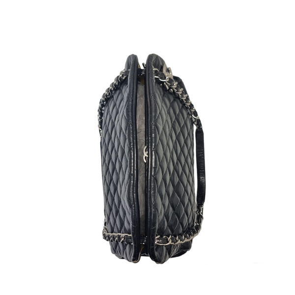 Chanel Just Mademoiselle Quilted Leather Bowling Bag Shw (Black)