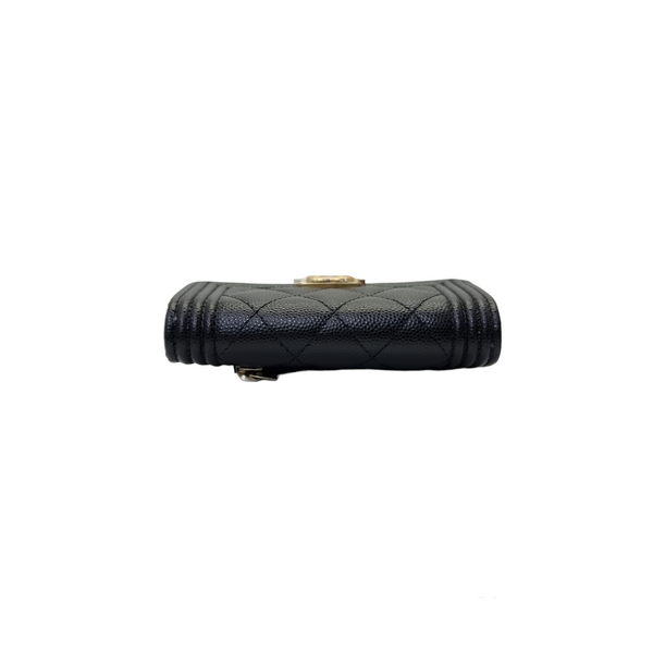 Chanel Boy Trifold Compact Wallet Caviar Ghw (Black)