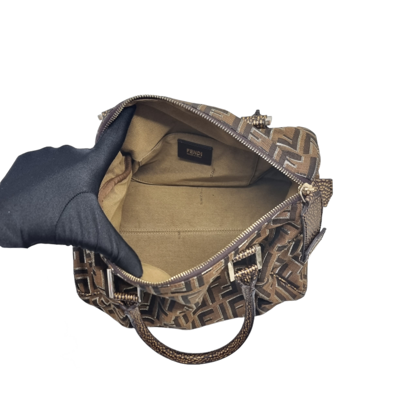 Fendi Tobacco Zucca Print Canvas Medium Boston Ghw (Brown)