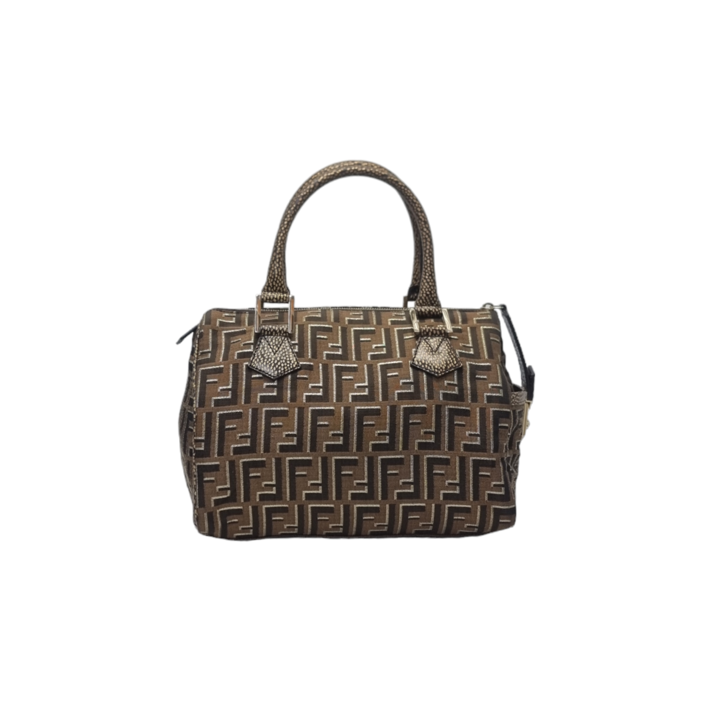 Fendi Tobacco Zucca Print Canvas Medium Boston Ghw (Brown)