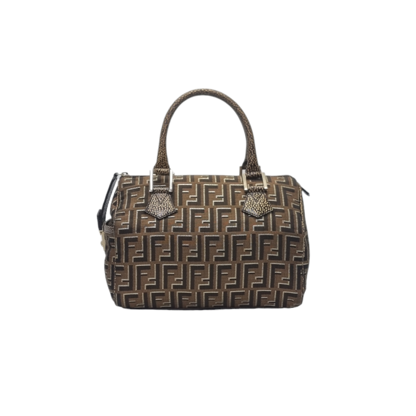 Fendi Tobacco Zucca Print Canvas Medium Boston Ghw (Brown)