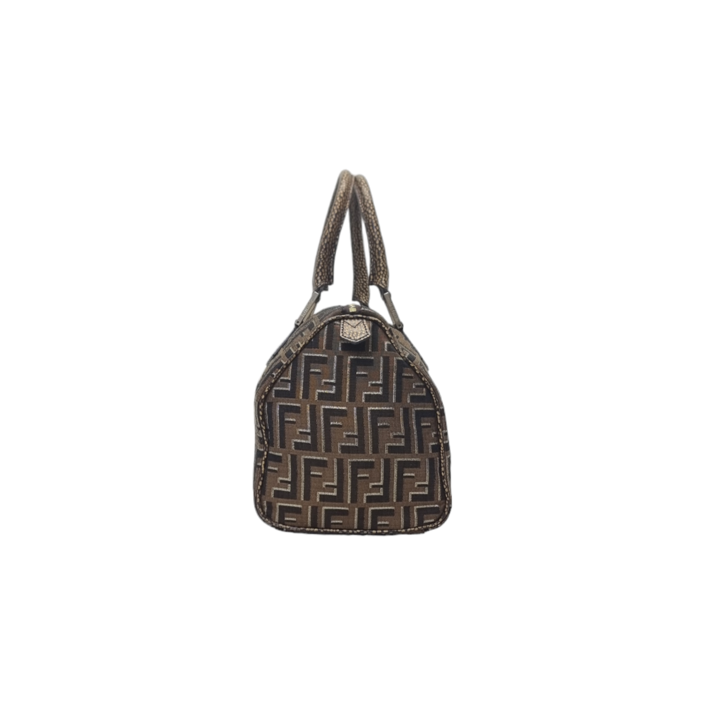 Fendi Tobacco Zucca Print Canvas Medium Boston Ghw (Brown)