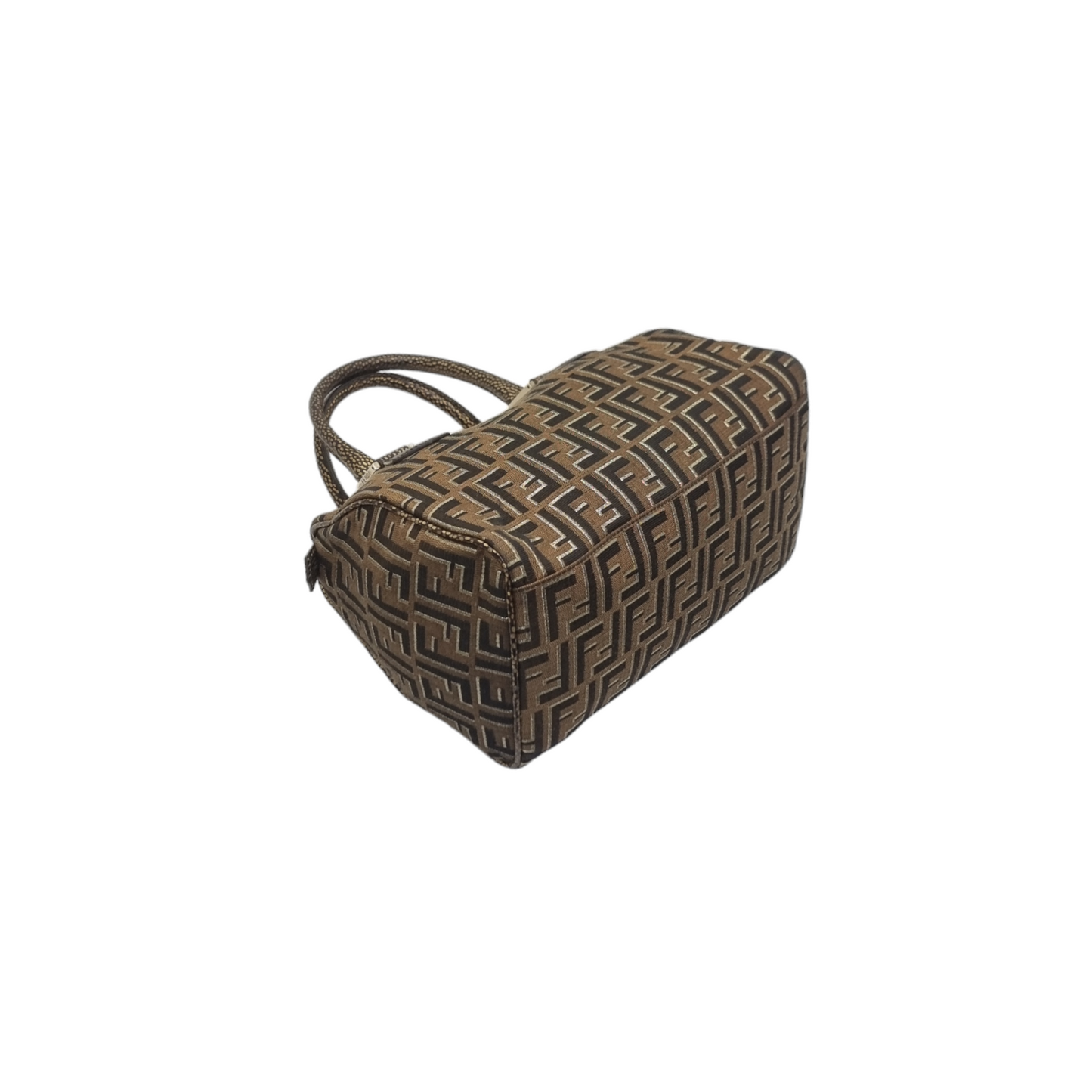 Fendi Tobacco Zucca Print Canvas Medium Boston Ghw (Brown)