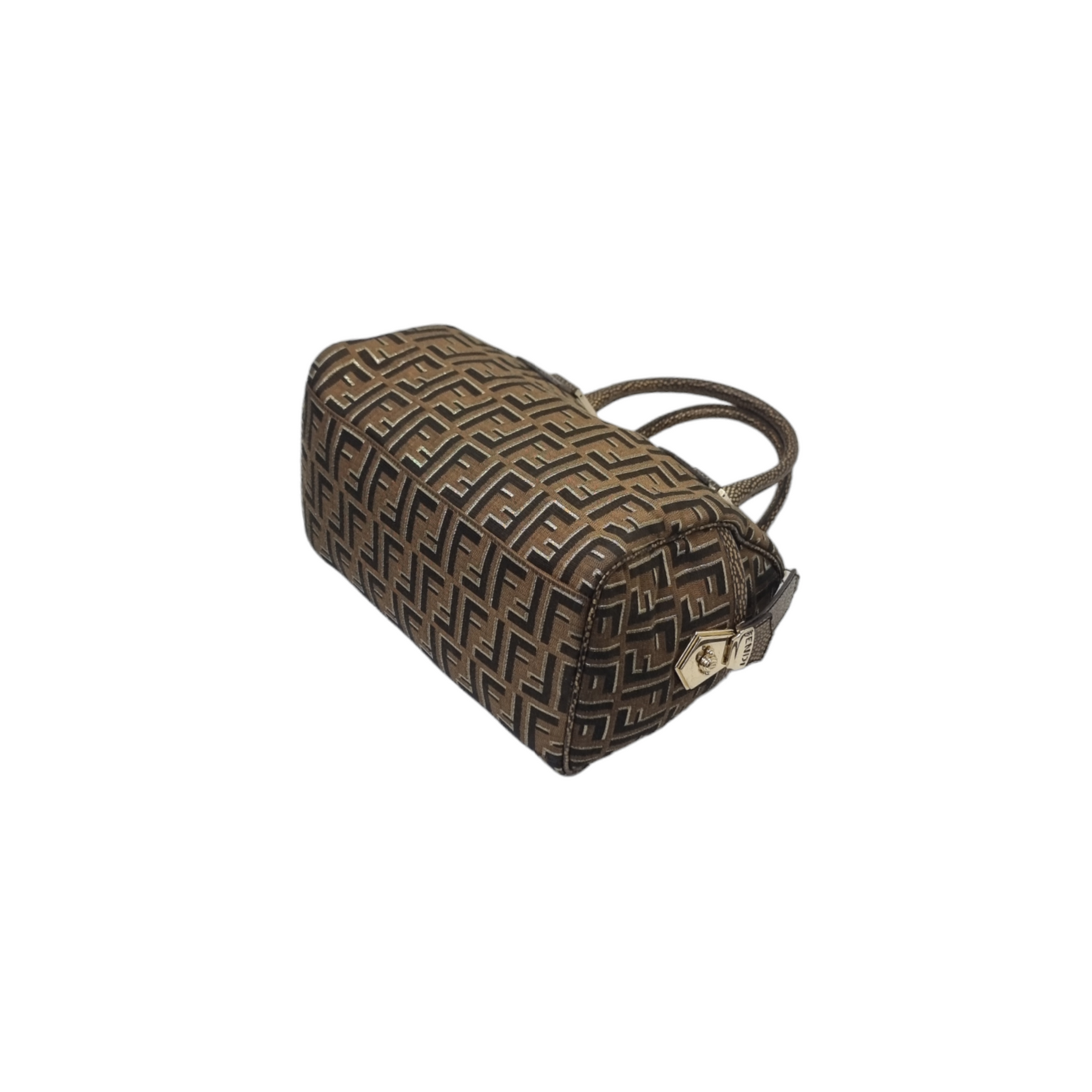 Fendi Tobacco Zucca Print Canvas Medium Boston Ghw (Brown)