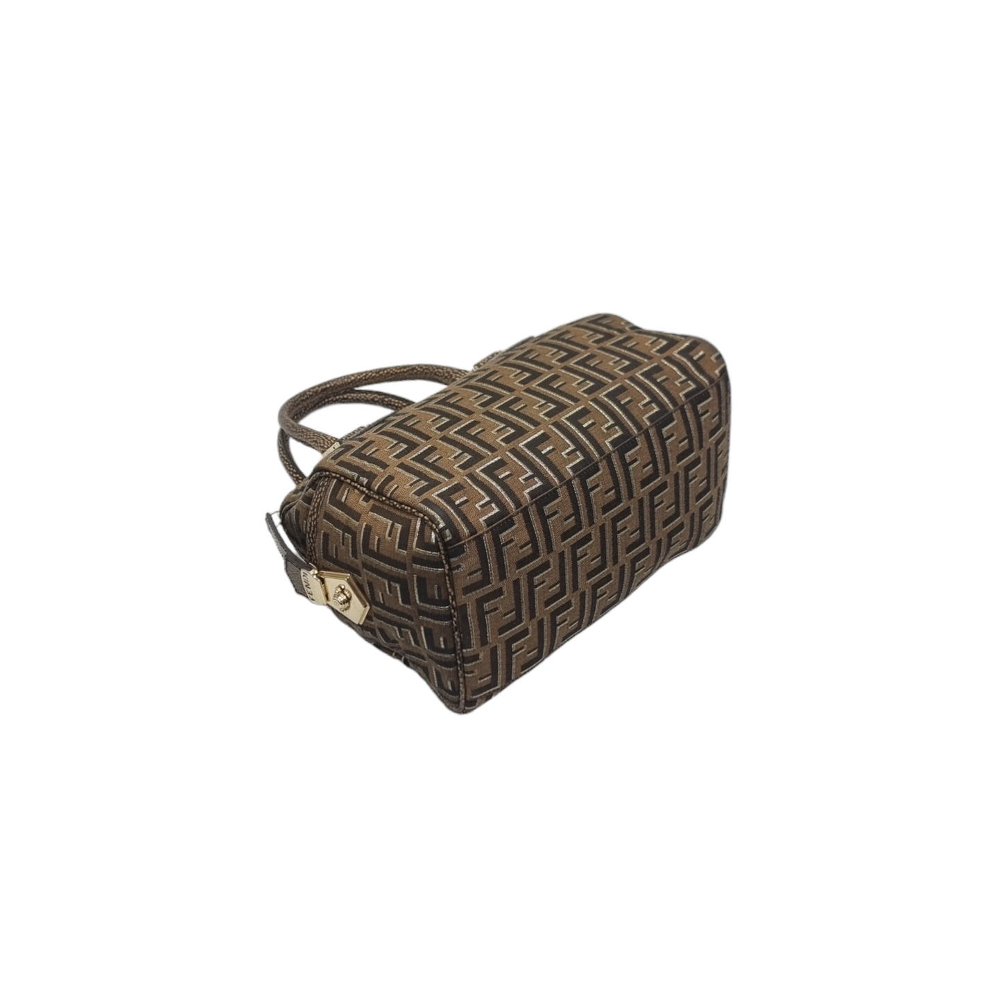Fendi Tobacco Zucca Print Canvas Medium Boston Ghw (Brown)