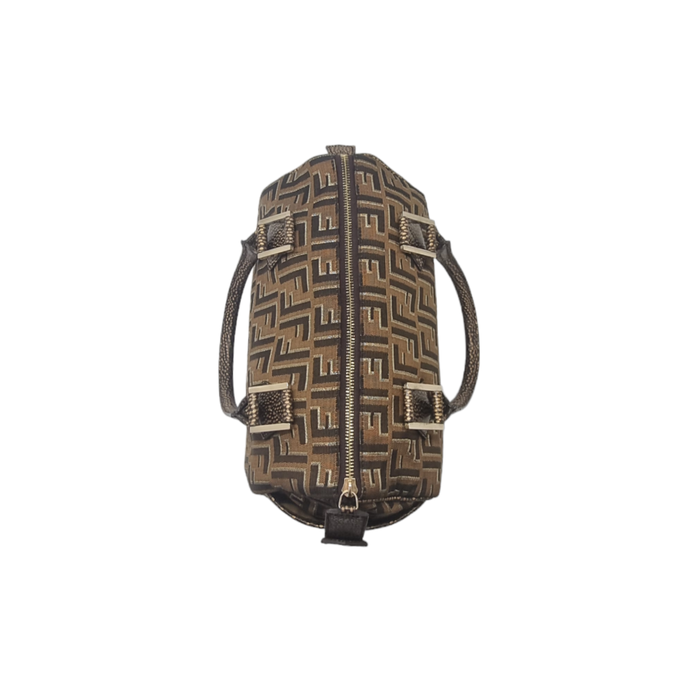 Fendi Tobacco Zucca Print Canvas Medium Boston Ghw (Brown)