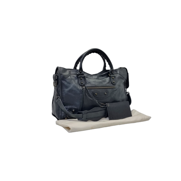 Balenciaga Classic Mini City Agneau Lambskin Leather Antique Brass Hw (Black)