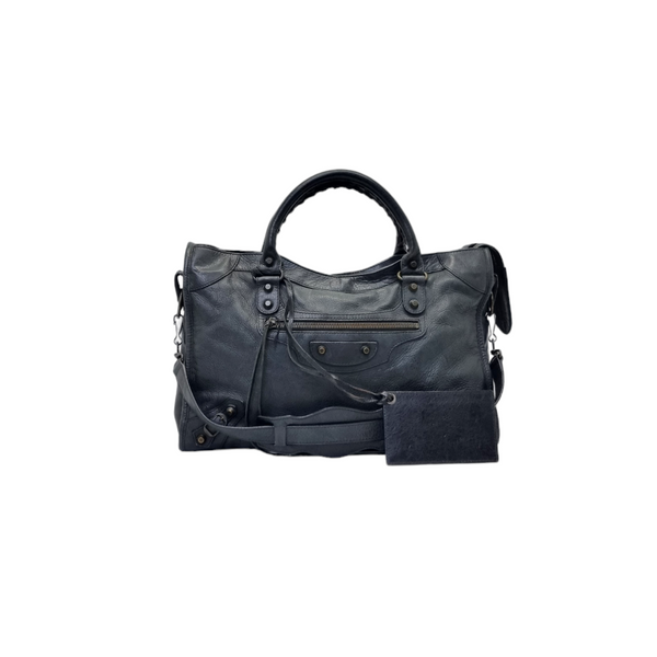 Balenciaga Classic Mini City Agneau Lambskin Leather Antique Brass Hw (Black)