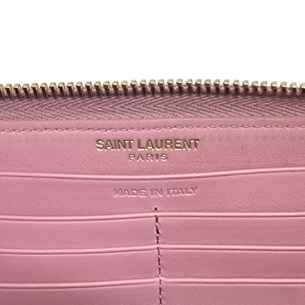 YSL Ligne Y Zipper Leather Wallet Ghw (Pink)