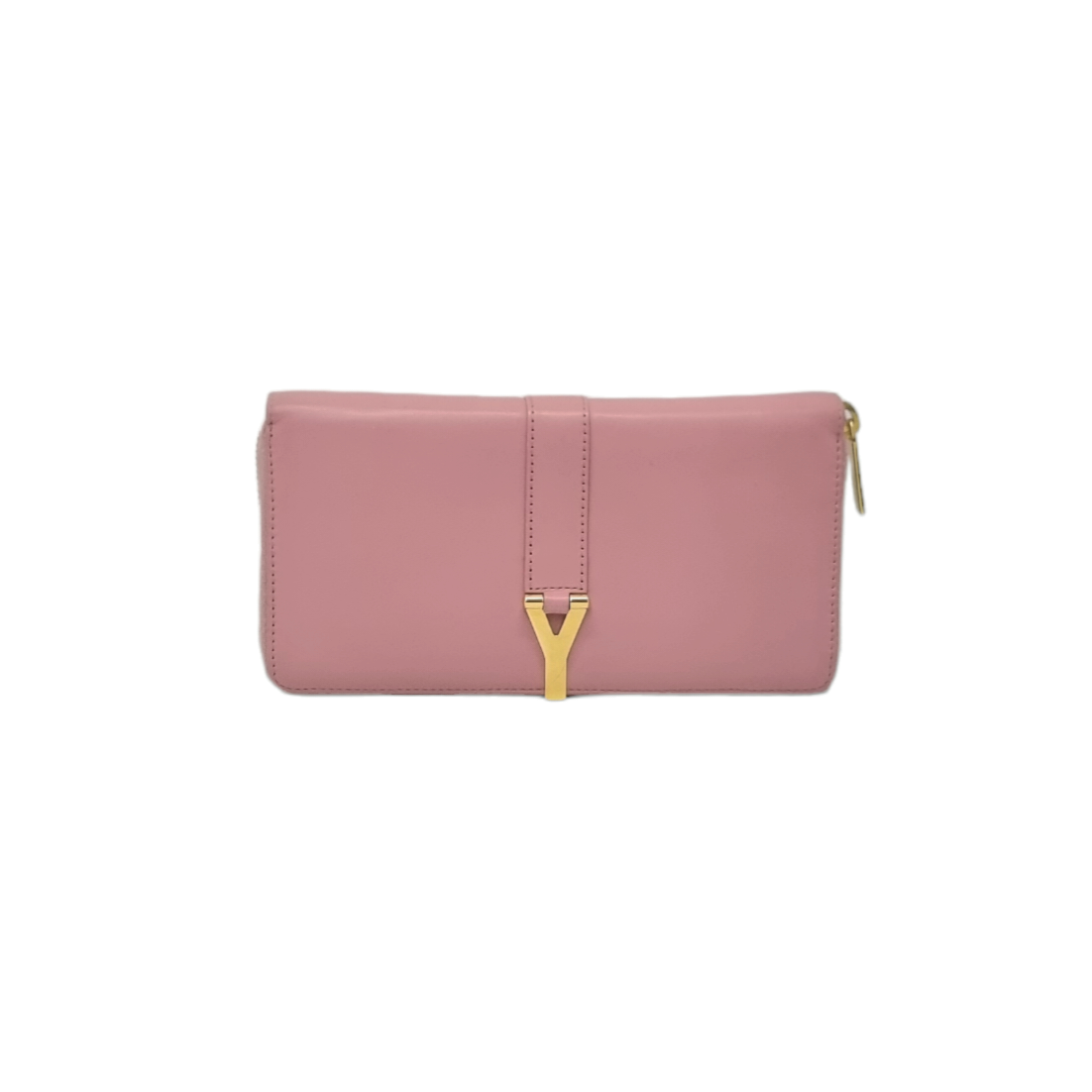 YSL Ligne Y Zipper Leather Wallet Ghw (Pink)