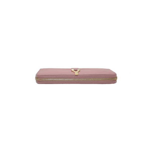 YSL Ligne Y Zipper Leather Wallet Ghw (Pink)