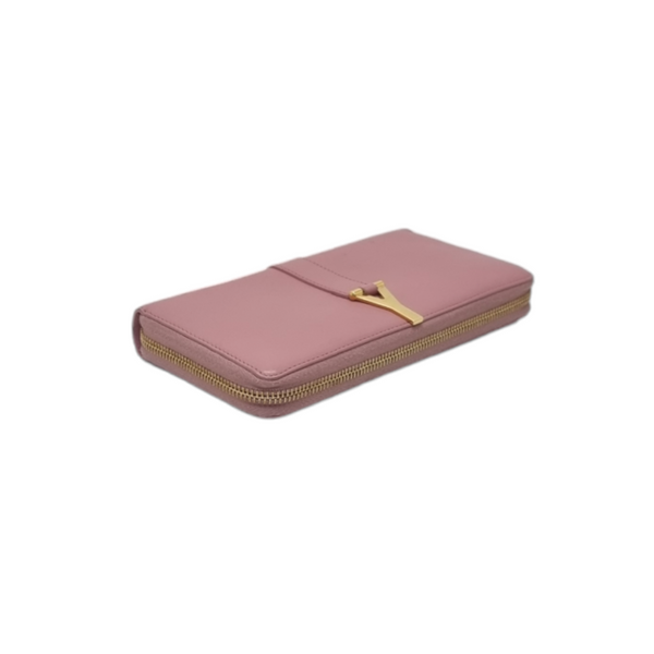 YSL Ligne Y Zipper Leather Wallet Ghw (Pink)