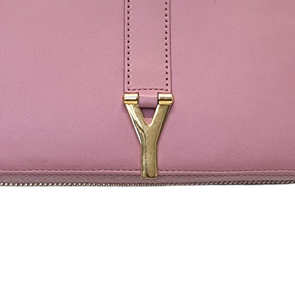 YSL Ligne Y Zipper Leather Wallet Ghw (Pink)