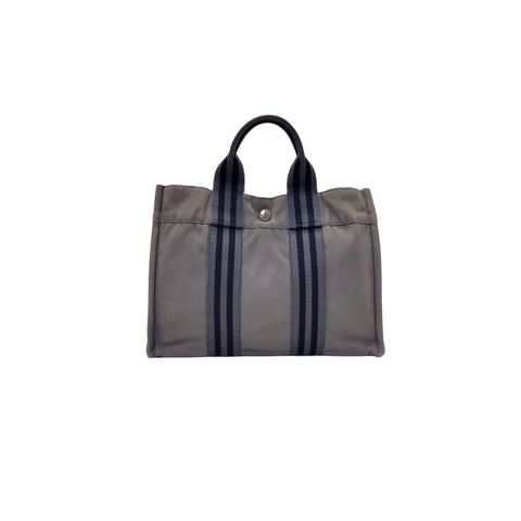 Hermes Fourre Tout PM Canvas Bag Phw ( Grey/Black)