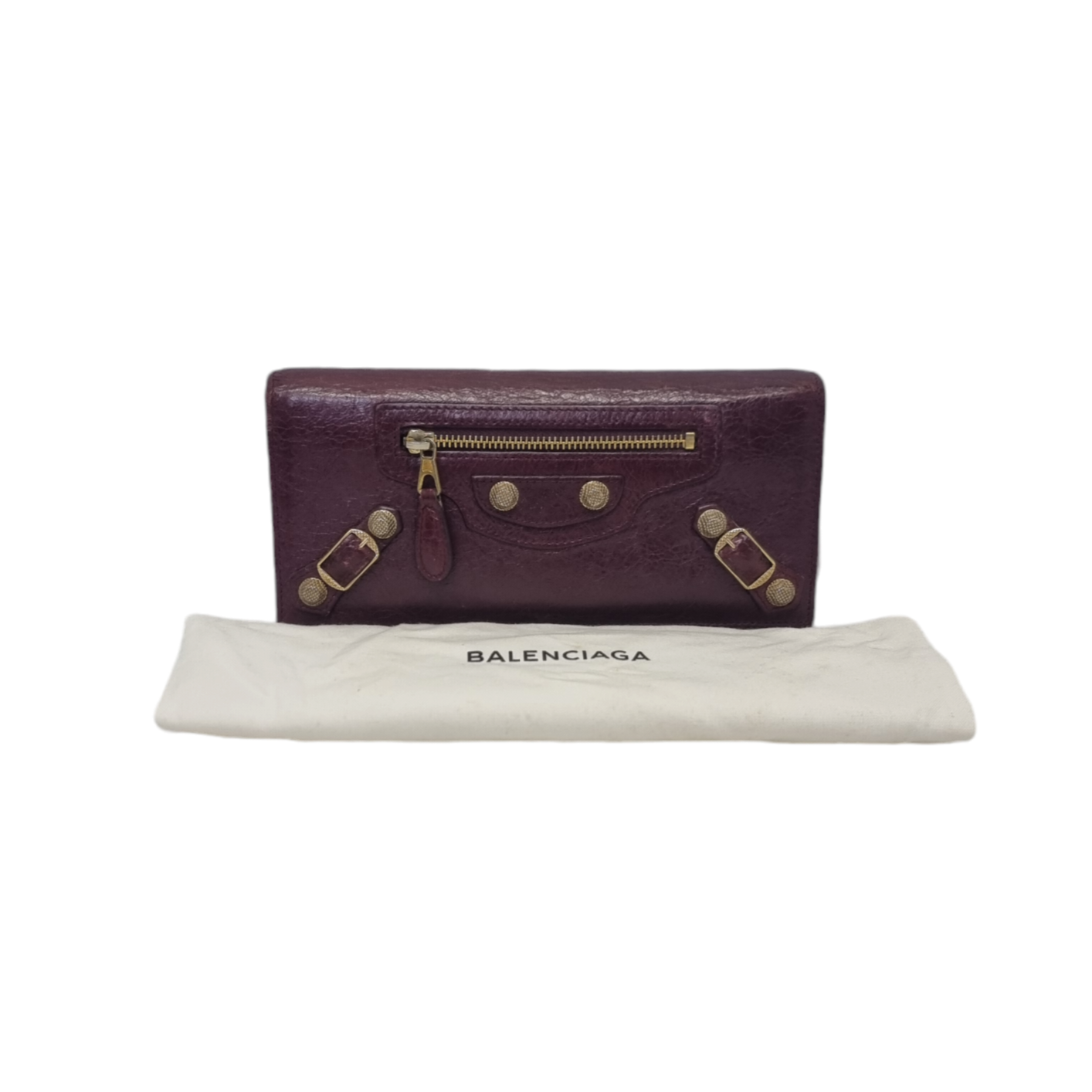 Balenciaga Bifold Continental Leather Long Wallet (Burgundy)