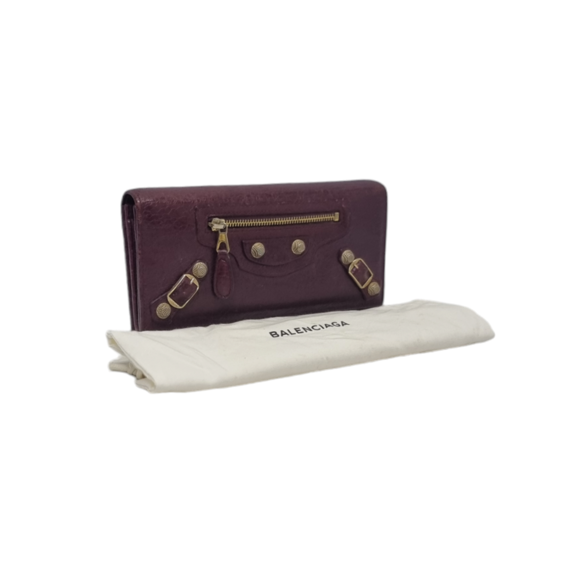 Balenciaga Bifold Continental Leather Long Wallet (Burgundy)