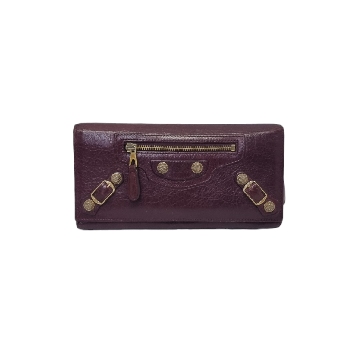 Balenciaga Bifold Continental Leather Long Wallet (Burgundy)