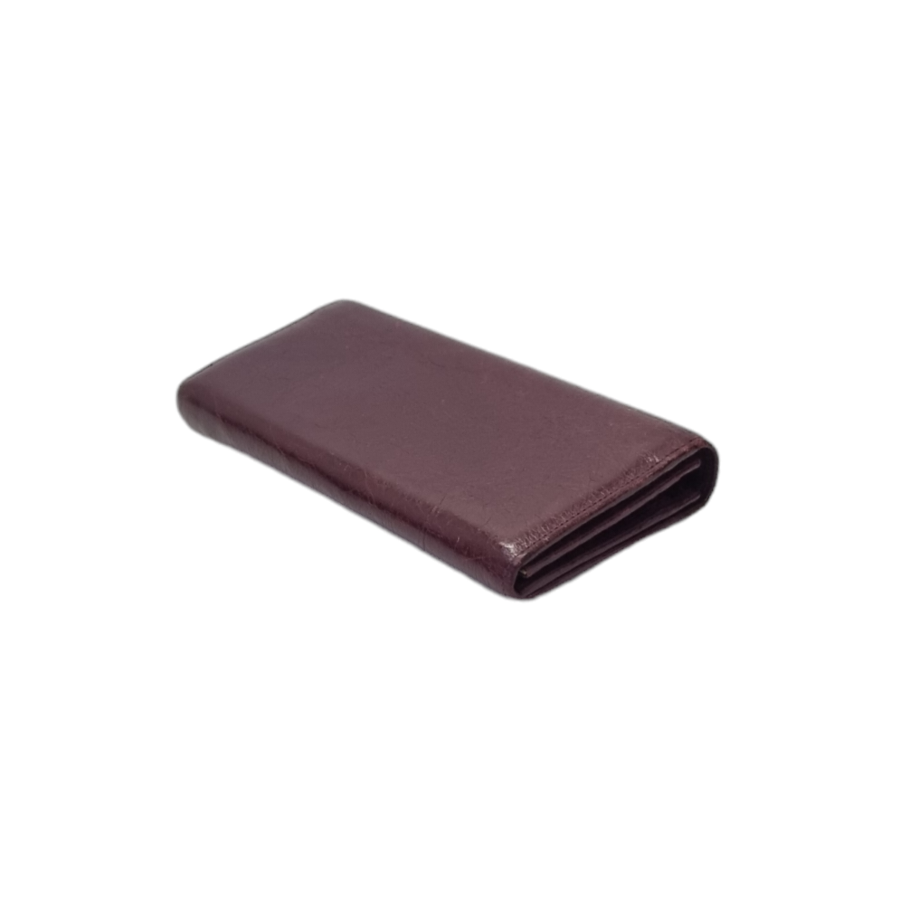 Balenciaga Bifold Continental Leather Long Wallet (Burgundy)