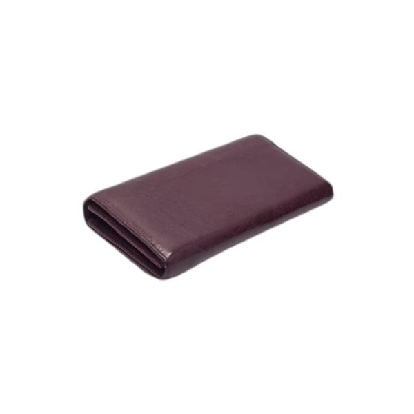 Balenciaga Bifold Continental Leather Long Wallet (Burgundy)