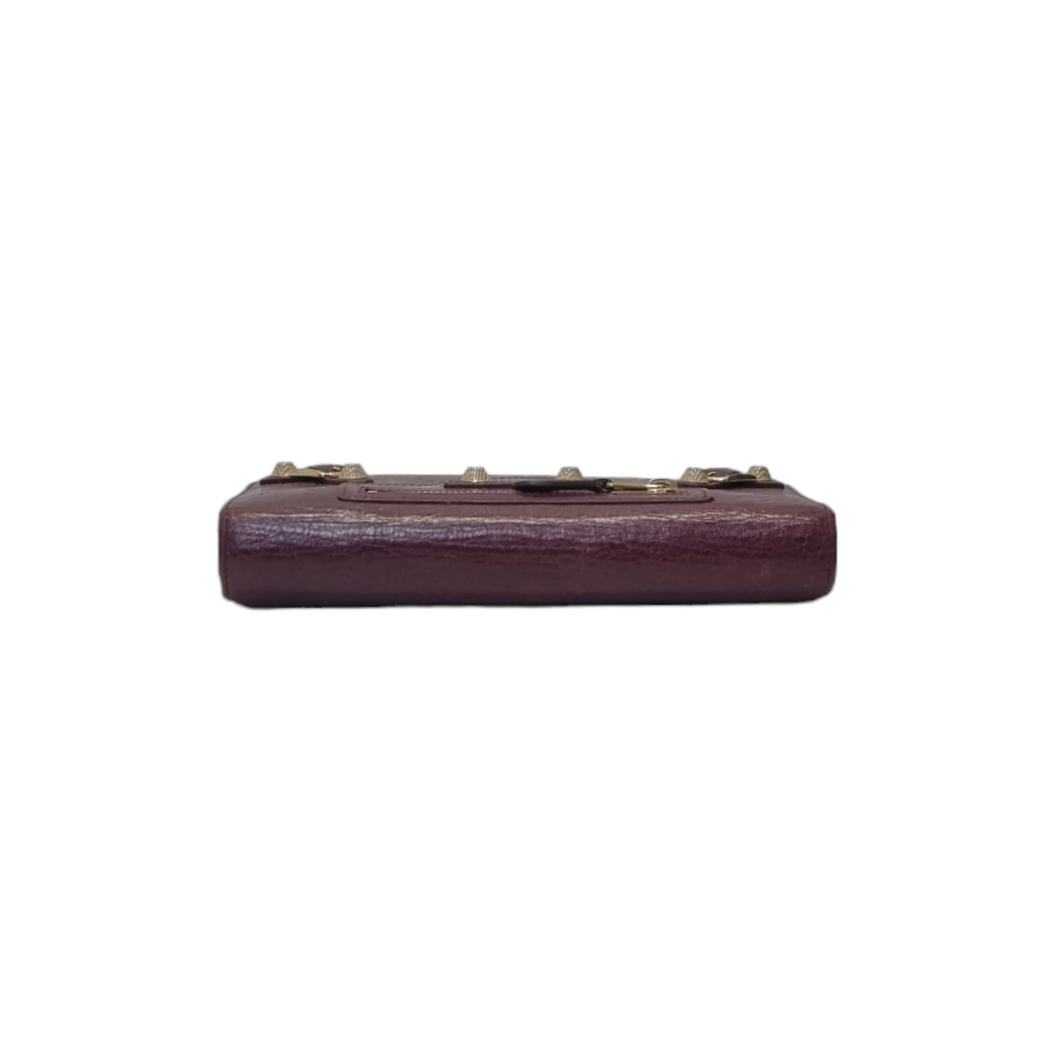 Balenciaga Bifold Continental Leather Long Wallet (Burgundy)