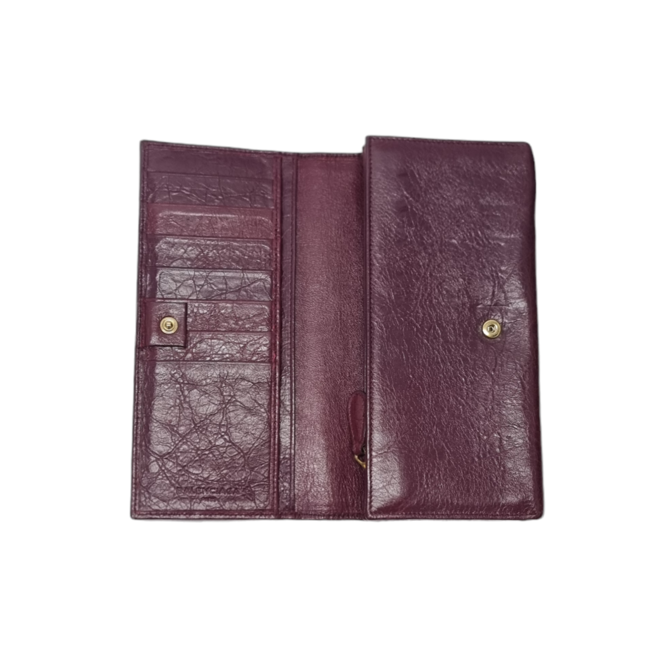 Balenciaga Bifold Continental Leather Long Wallet (Burgundy)