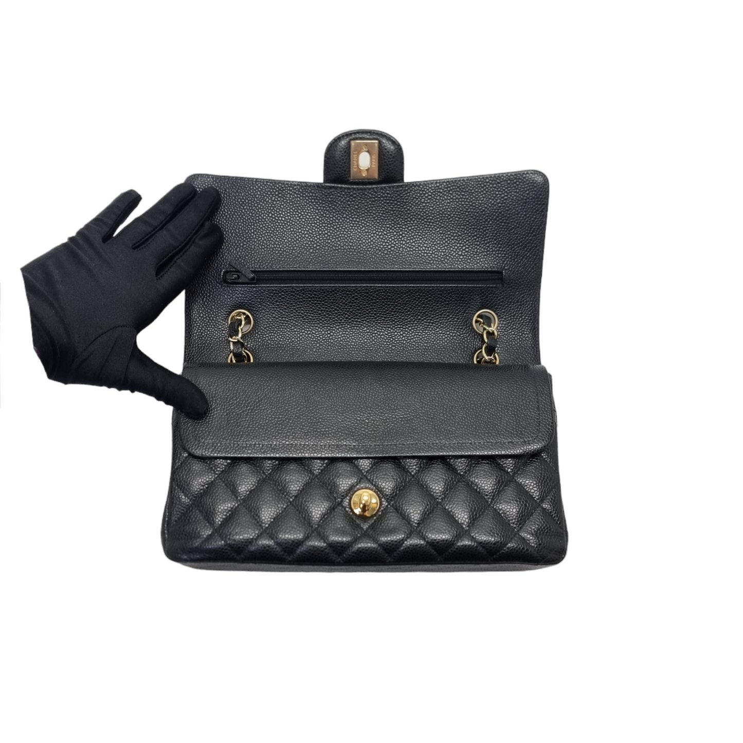 Chanel Classic Medium Double Flap Caviar Ghw (Black)