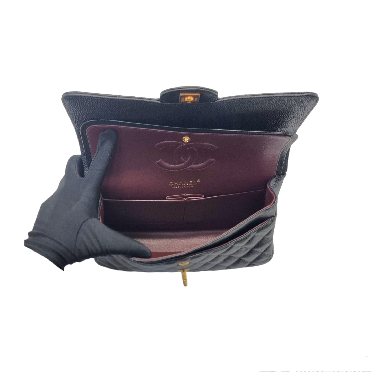 Chanel Classic Medium Double Flap Caviar Ghw (Black)