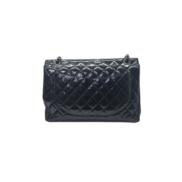 Chanel Maxi Single Flap Patent Leather Shw (Black)
