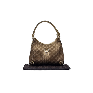 Gucci GG Abbey D-Ring Canvas Hobo Bag Ghw ( Brown/Metallic Gold)