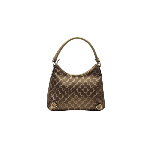 Gucci GG Abbey D-Ring Canvas Hobo Bag Ghw ( Brown/Metallic Gold)