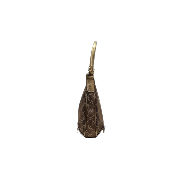 Gucci GG Abbey D-Ring Canvas Hobo Bag Ghw ( Brown/Metallic Gold)