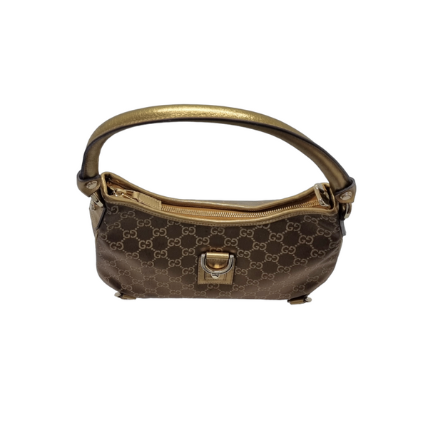 Gucci GG Abbey D-Ring Canvas Hobo Bag Ghw ( Brown/Metallic Gold)