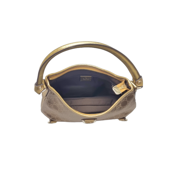 Gucci GG Abbey D-Ring Canvas Hobo Bag Ghw ( Brown/Metallic Gold)