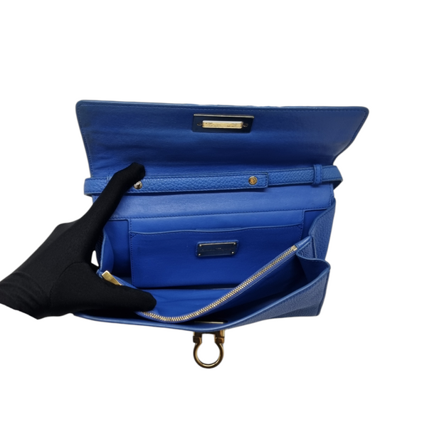 Salvatore Ferragamo Gancini Leather Sling Bag Ghw (Blue)